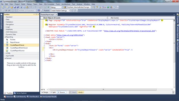 select CrystalReportViewer 